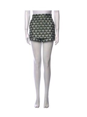 Maje Green Palm-Print Mini Skirt